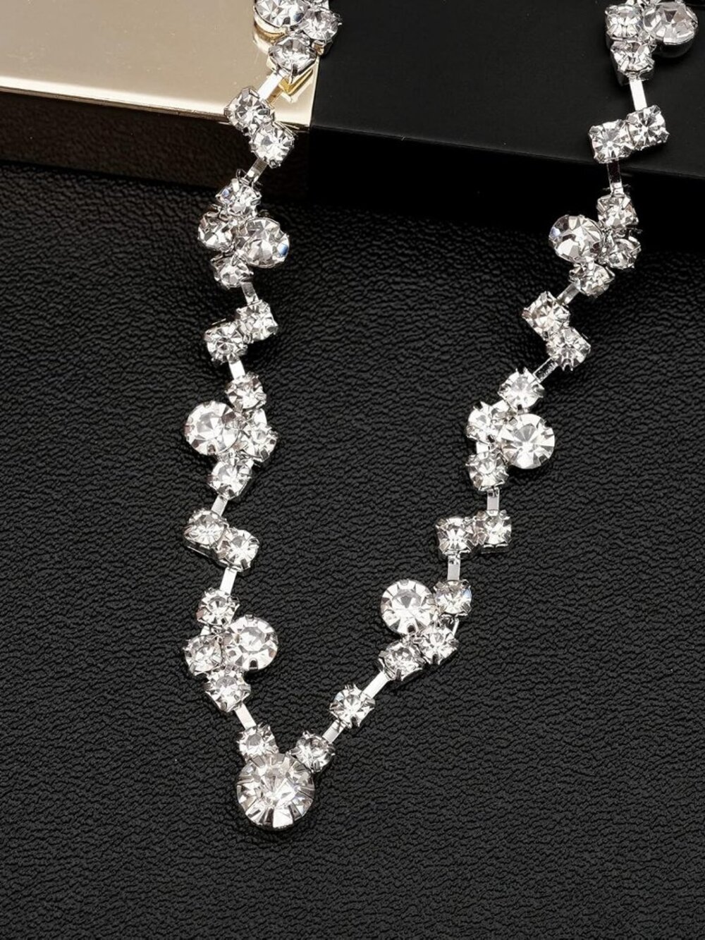 Elegant Bridal Crystal Jewelry Set — Silver-Plated Necklace, Earrings & Bracelet - Picture 4 of 6